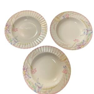 MIKASA PINK MELODY BONE CHINA FLORAL PATTERNED PLATES 9.5" SET OF 3